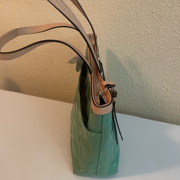 Coach Signature Stripe Embrossed patent Tote Bag - Picture 5 of 14